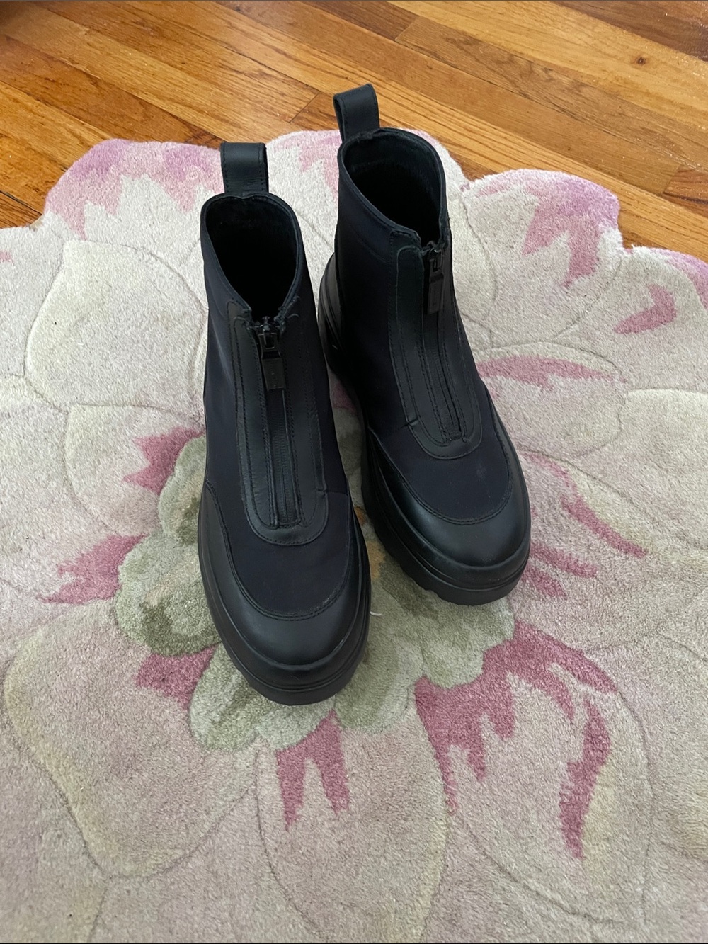 Hunter Black Zip-Front Platform Chelsea Rain Boots